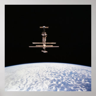 View of Mir Space Station from Shuttle Discovery Poster