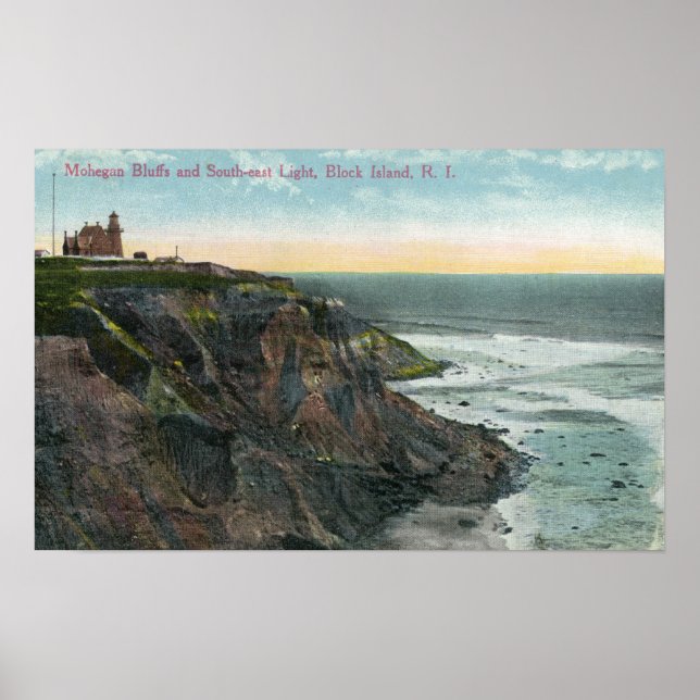 View of Mohegan Bluffs and Southeast Poster (Front)