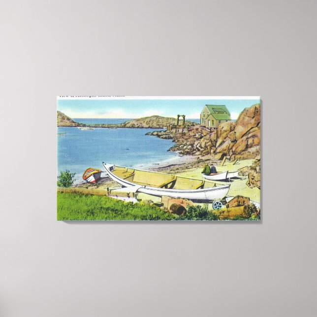 View of Monhegan Island, Beach Scene Canvas Print (Front)
