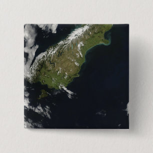 View of most of the South Island of New Zealand 15 Cm Square Badge