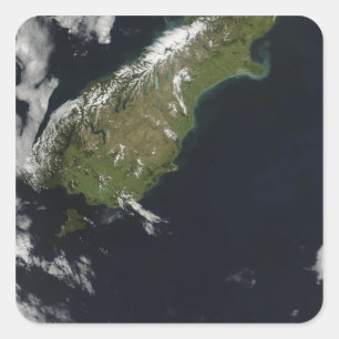 View of most of the South Island of New Zealand Square Sticker