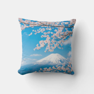 View of Mount Fuji with Cherry Blossoms Cushion