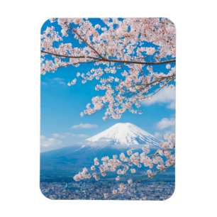 View of Mount Fuji with Cherry Blossoms Magnet