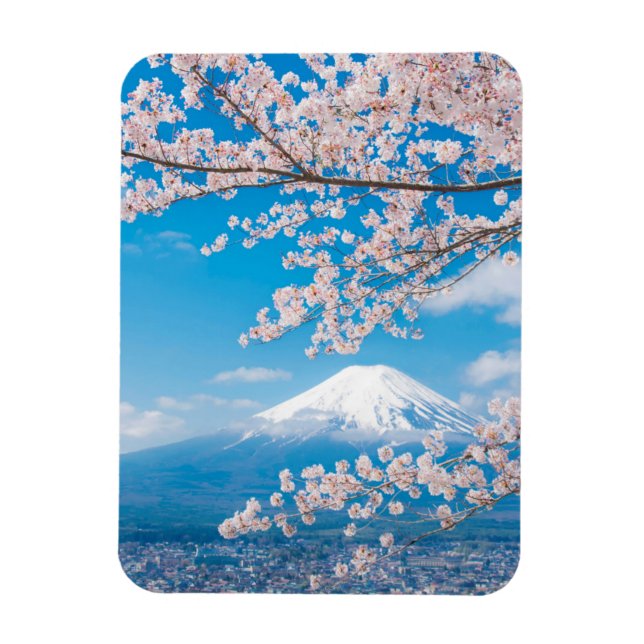 View of Mount Fuji with Cherry Blossoms Magnet (Vertical)