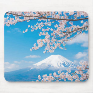 View of Mount Fuji with Cherry Blossoms Mouse Pad