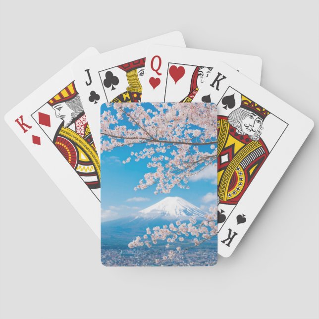 View of Mount Fuji with Cherry Blossoms Playing Cards (Back)