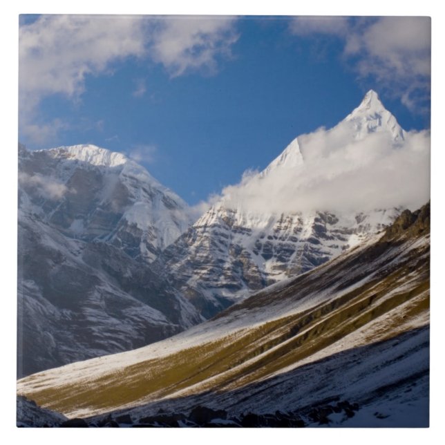 View of Mount Jichu Drake, Bhutan. Tile (Front)