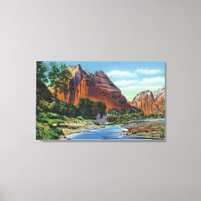 View of Mount Majestic and Angel's Landing Canvas Print (Front)