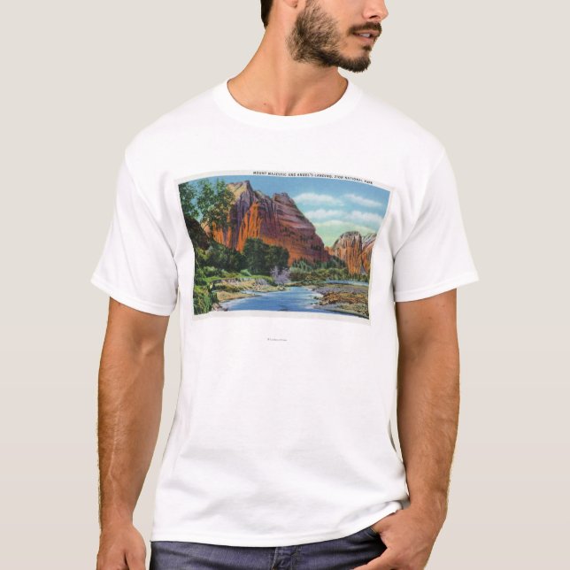 View of Mount Majestic and Angel's Landing T-Shirt (Front)