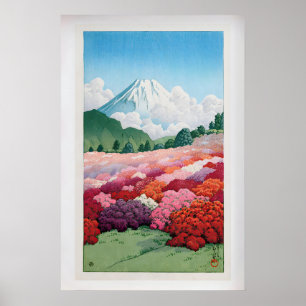 View of Mt. Fuji from an Azalea Garden by Kawase Poster