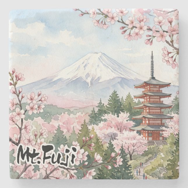 View of Mt. Fuji from Arakurayama Sengen Park Stone Coaster (Front)