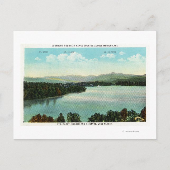 View of Mts. Marcy, Colden, and McIntyre Postcard (Front)