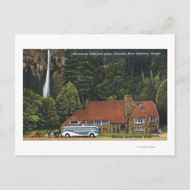 View of Multnomah Falls Lodge Postcard (Front)