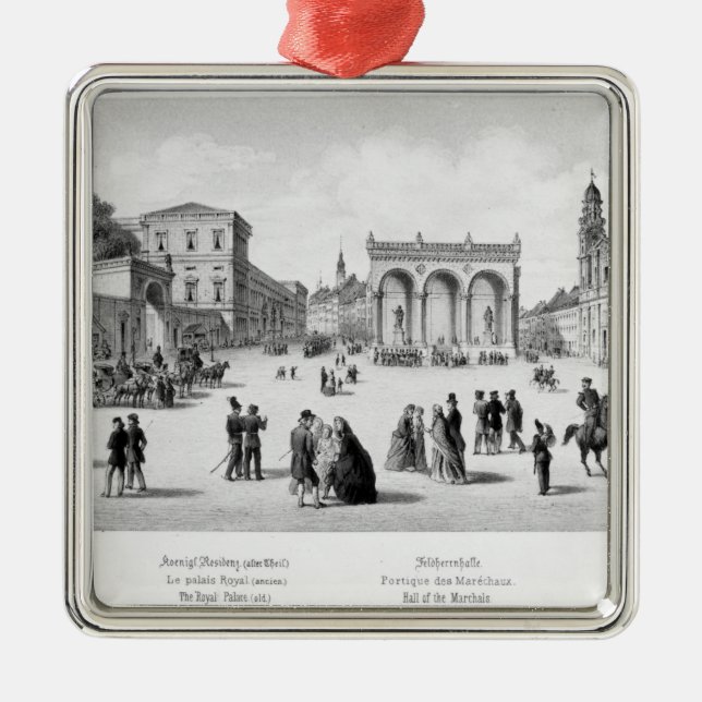 View of Munich, 1869 Metal Tree Decoration (Front)