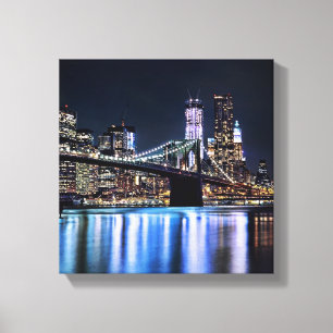 View of New York's Brooklyn bridge reflection Canvas Print