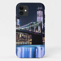 View of New York's Brooklyn bridge reflection