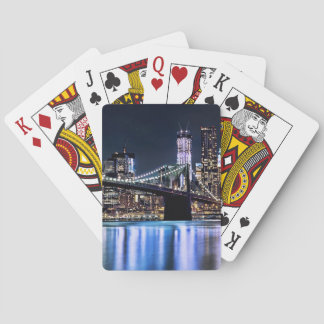 View of New York's Brooklyn bridge reflection Playing Cards