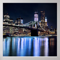 View of New York's Brooklyn bridge reflection