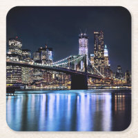View of New York's Brooklyn bridge reflection