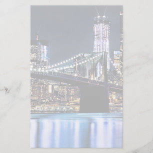 View of New York's Brooklyn bridge reflection Stationery