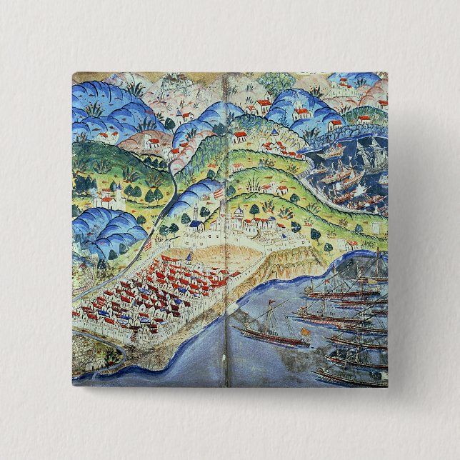 View of Nice, from the 'Suleymanname' 15 Cm Square Badge (Front)