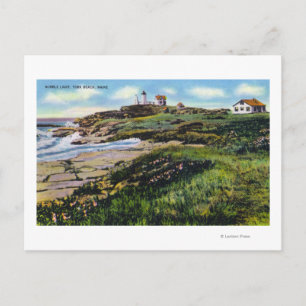 View of Nubble Lighthouse from York Beach Postcard
