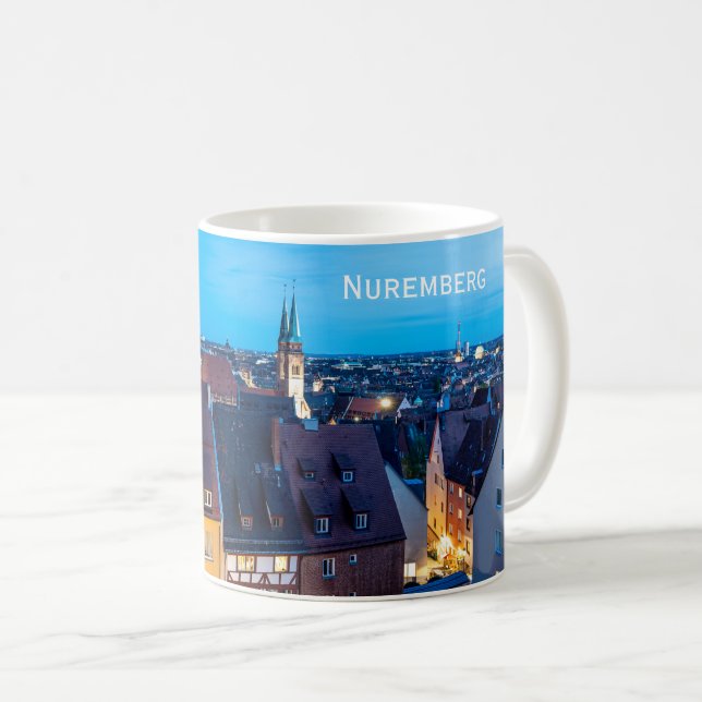 View of Nuremberg old town at night Coffee Mug (Front Right)