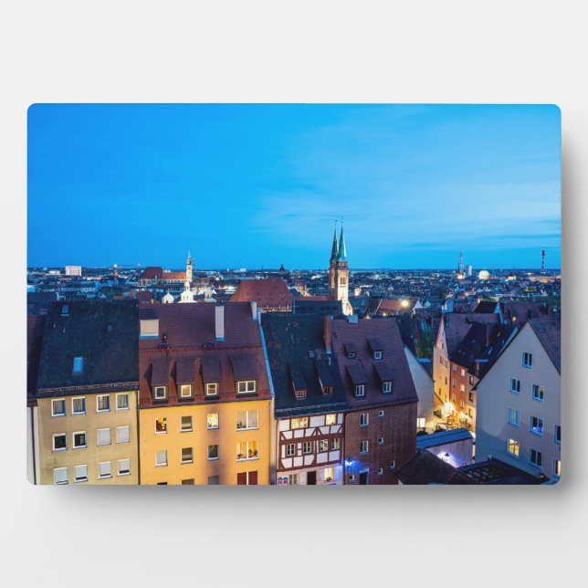 View of Nuremberg old town at night Plaque (Front)
