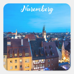 View of Nuremberg old town at night Square Sticker