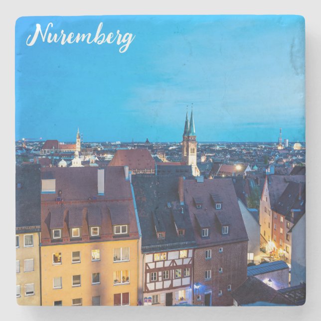 View of Nuremberg old town at night Stone Coaster (Front)