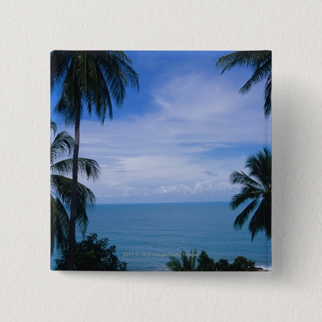 View of ocean horizon from land 15 cm square badge (Front)