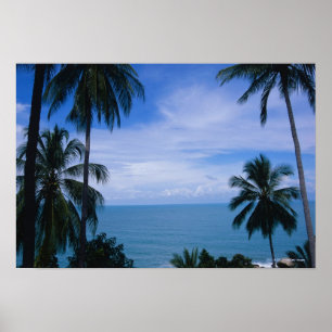 View of ocean horizon from land poster