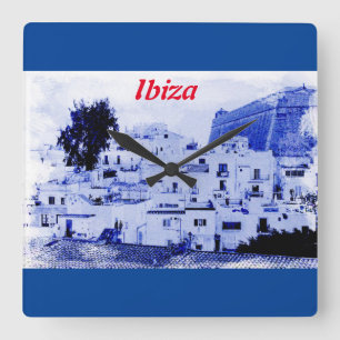 View of old Ibiza on wall clock