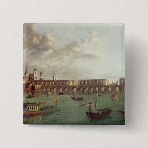 View of Old London Bridge 15 Cm Square Badge