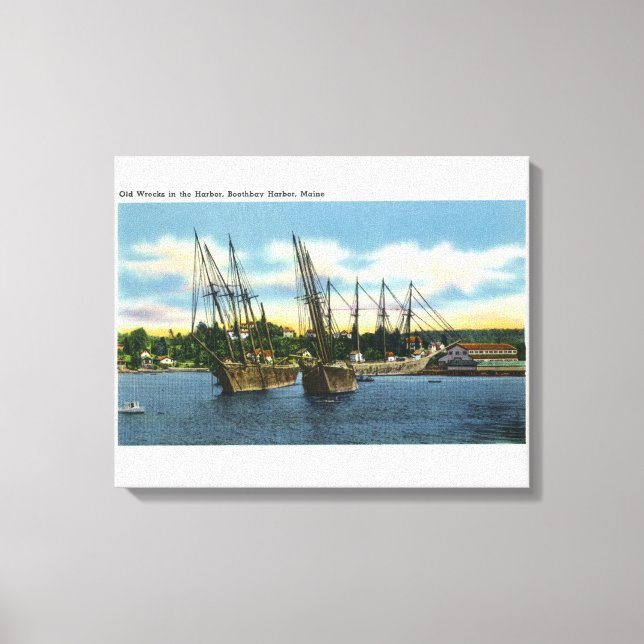View of Old Shipwrecks in the Harbour Canvas Print (Front)