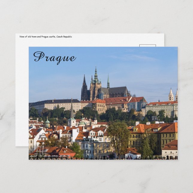 View of old town and Prague castle, Czech Republic Postcard (Front/Back)