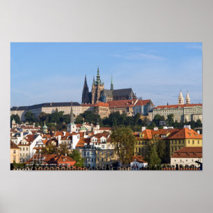View of old town and Prague castle, Czech Republic Poster