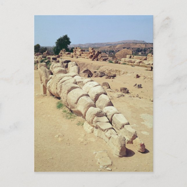 View of one of the giant Telemon statues Postcard (Front)