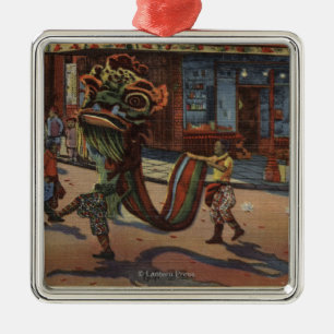 View of Parade in Chinatown Metal Tree Decoration