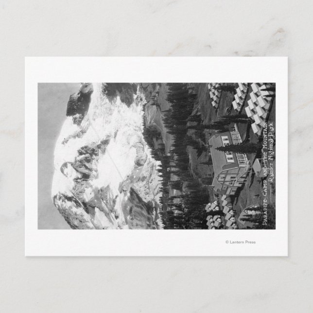 View of Paradise Camp and Mt Rainier Postcard (Front)