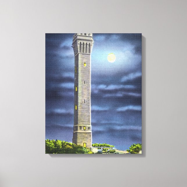 View of Pilgrim Memorial at Night Canvas Print (Front)
