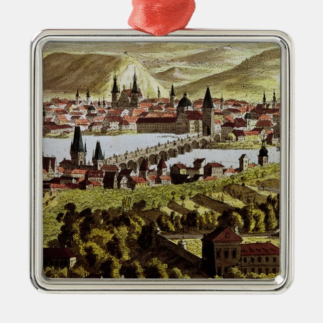 View of Prague Metal Tree Decoration (Front)