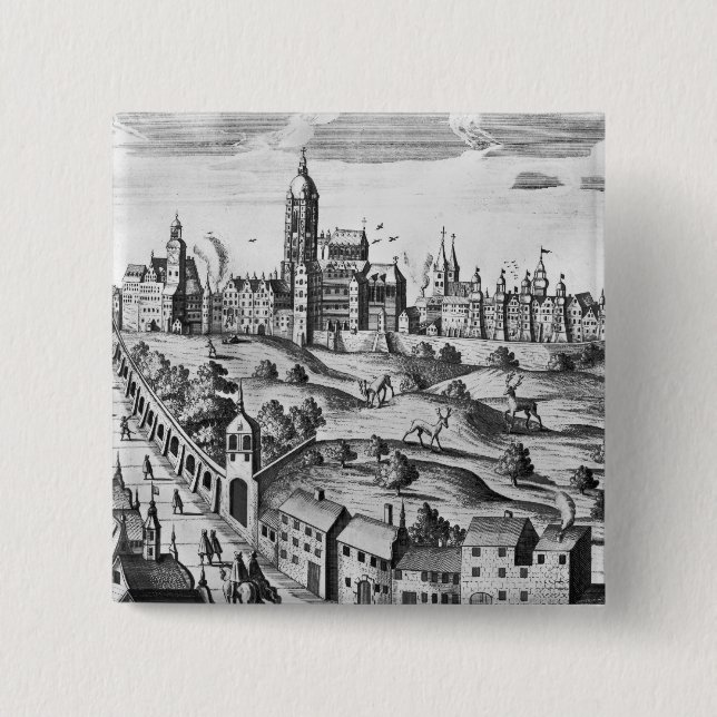 View of Prague showing the Imperial Palace and the 15 Cm Square Badge (Front)