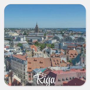 View of Riga old town from above Square Sticker