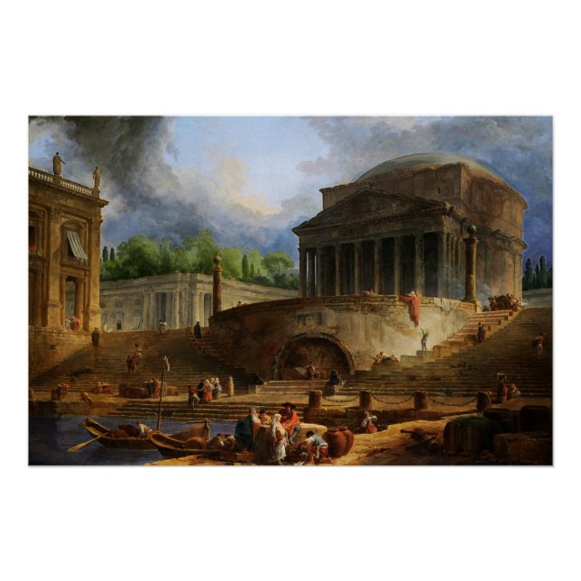 View of Ripetta by Hubert Robert Poster (Front)