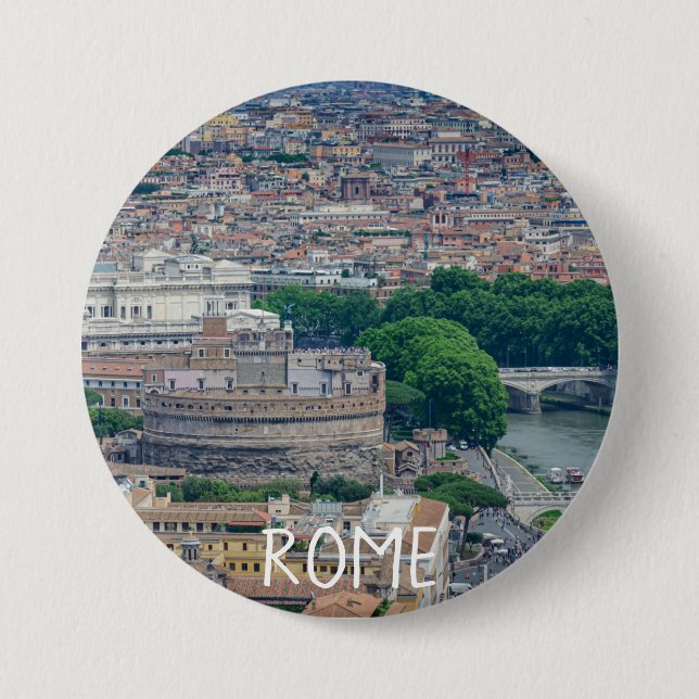 View of Rome historic city centre from above 7.5 Cm Round Badge (Front)