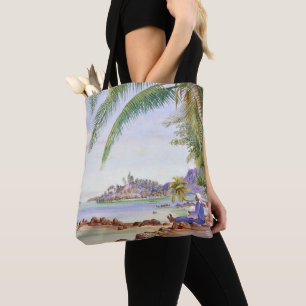 View of Round Island, painting by Marianne North, Tote Bag