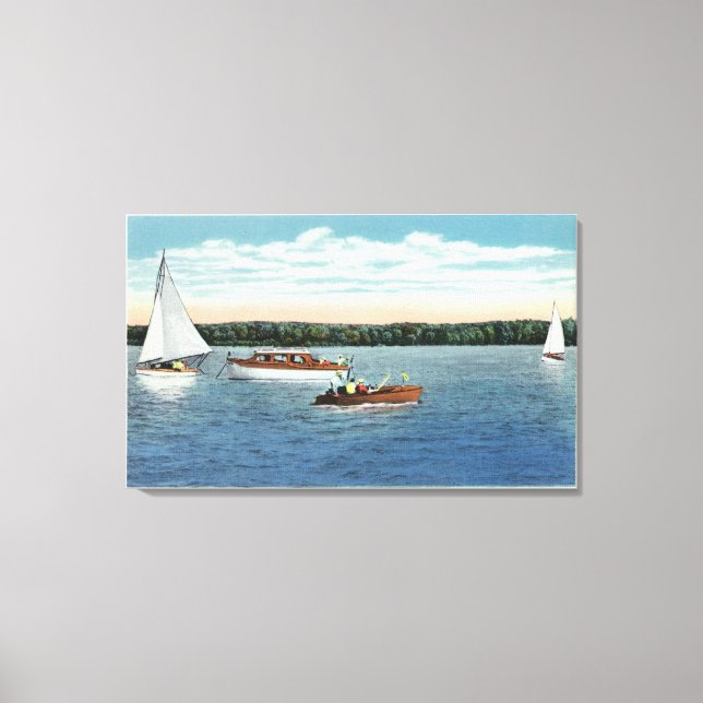 View of Sail and Motor Boats on Owasco Lake Canvas Print (Front)