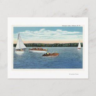 View of Sail and Motor Boats on Owasco Lake Postcard