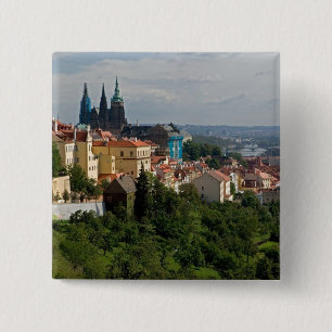 View of Saint Vitus's Cathedral, Prague, Czech 15 Cm Square Badge